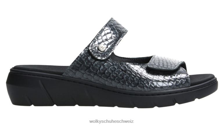 Wolky Schuhwerk D0XHD5 Dame Zypern anthrazitfarbenes Mini-Krokoleder